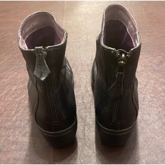 Dansko Arisa Black Ruched Slouchy Leather Ankle Boots 38 (7.5/8) Comfort Wedge - Picture 4 of 8